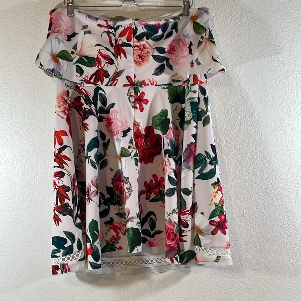 ASOS Maternity White Pink Red Floral Strapless Ruffle Maternity Dress Sz. 12 NEW - Picture 5 of 11